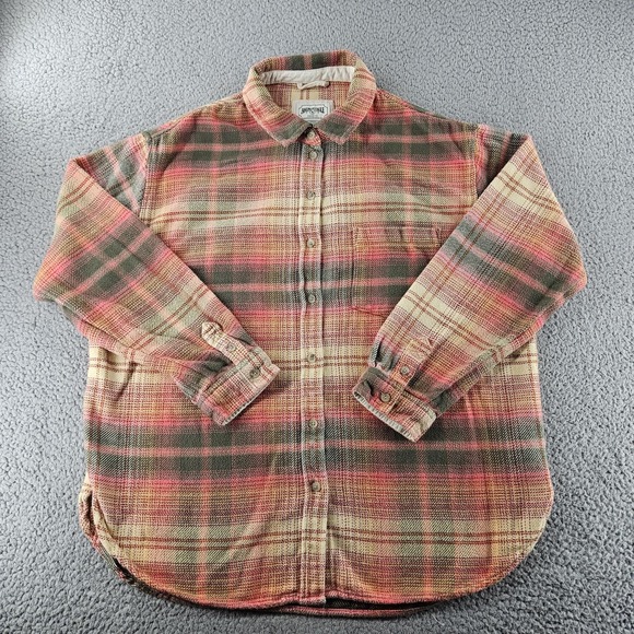 American Eagle Outfitters Other - American Eagle Outfitters Shirt Mens Medium‎ Gray Beige Plaid Flannel Button Up